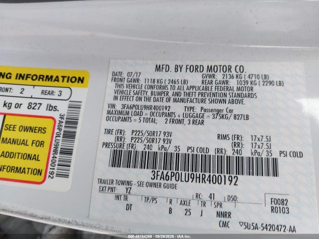 2017 FORD FUSION SE HYBRID 9