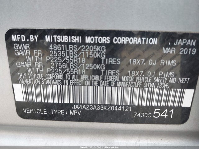 2019 MITSUBISHI OUTLANDER SE 9