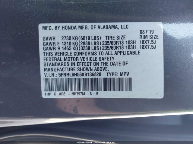 2019 HONDA ODYSSEY EX 9