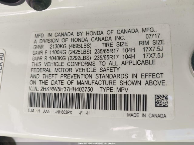 2017 HONDA CR-V LX 9