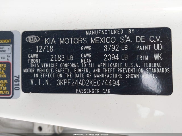 2019 KIA FORTE LXS 9