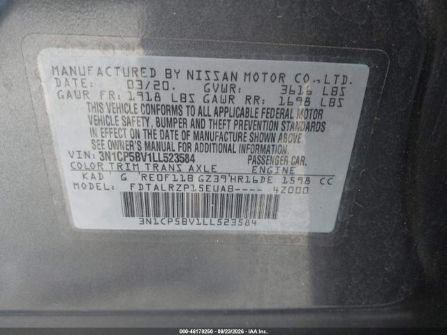 2020 NISSAN KICKS S XTRONIC CVT 9