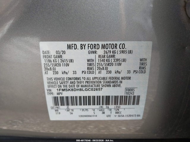 2020 FORD EXPLORER XLT 9