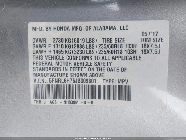 2018 HONDA ODYSSEY EX-L 9