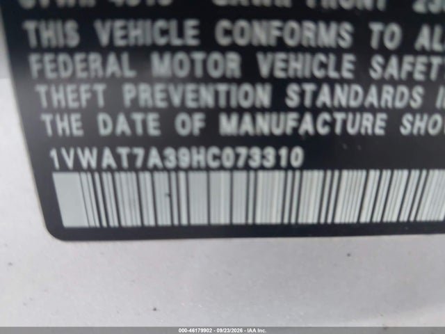 2017 VOLKSWAGEN PASSAT 1.8T S 9