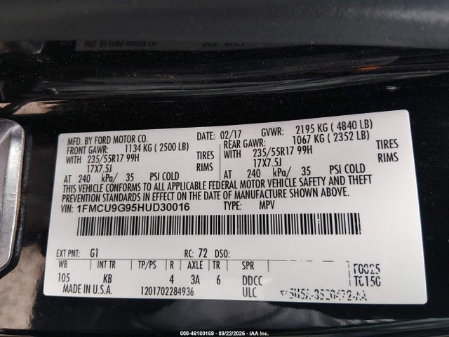 2017 FORD ESCAPE SE 9
