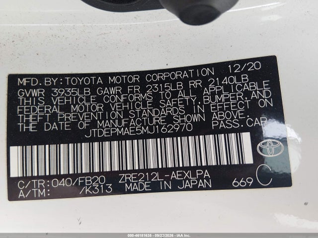 2021 TOYOTA COROLLA LE 9