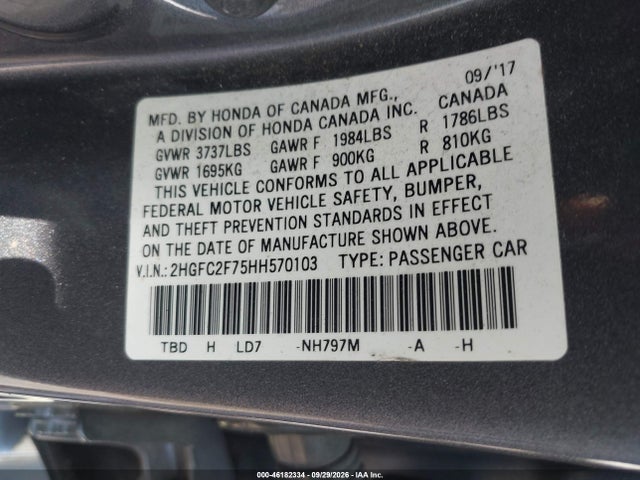 2017 HONDA CIVIC EX 9