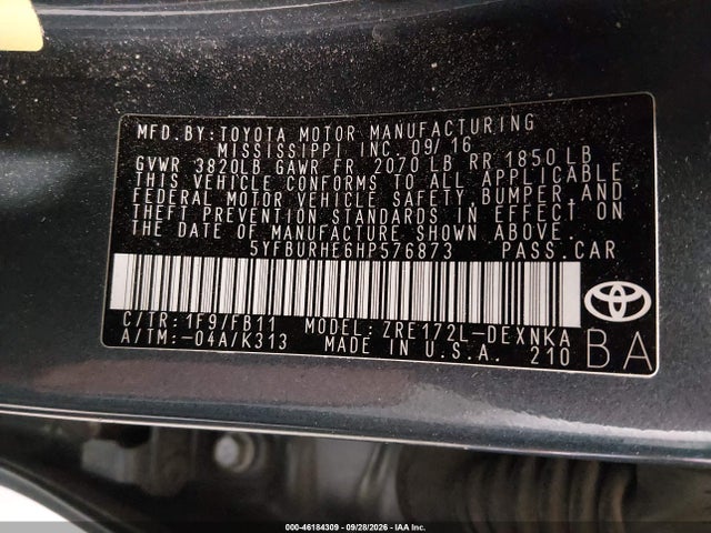 2017 TOYOTA COROLLA LE 9