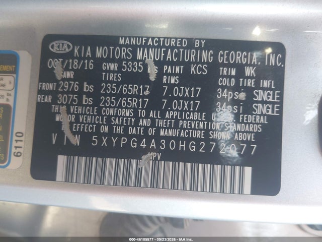 2017 KIA SORENTO 2.4L LX 9