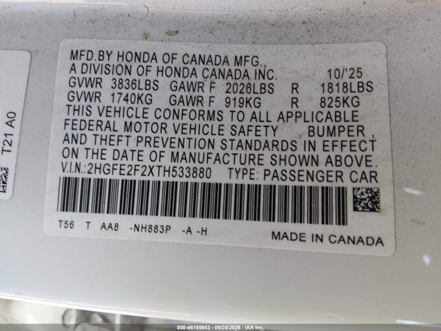 2026 HONDA CIVIC LX 9
