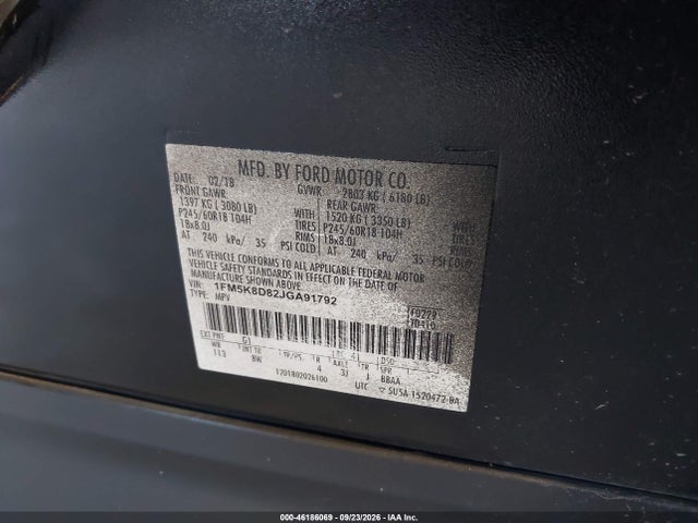 2018 FORD EXPLORER XLT 9