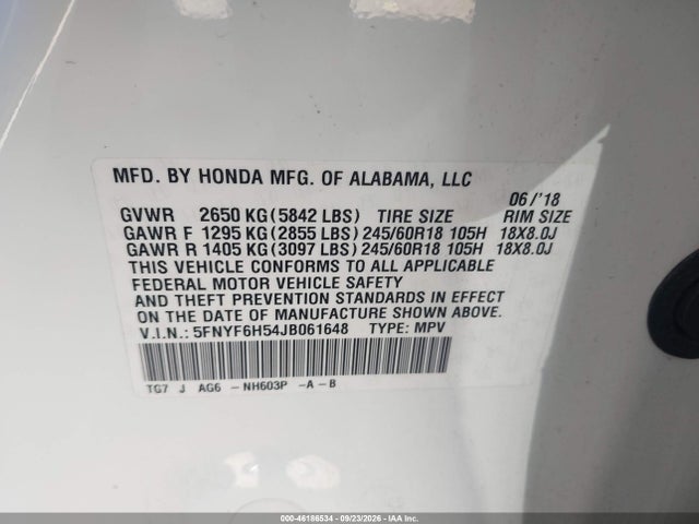 2018 HONDA PILOT EX-L 9
