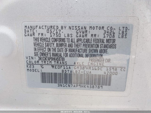2017 NISSAN VERSA 1.6 SV 9