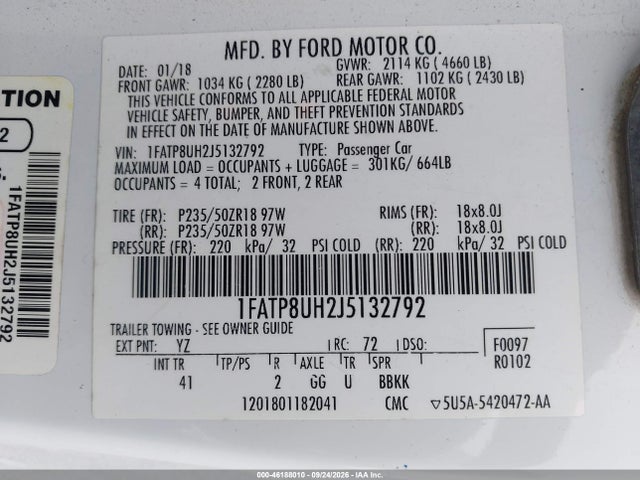 2018 FORD MUSTANG ECOBOOST PREMIUM 9