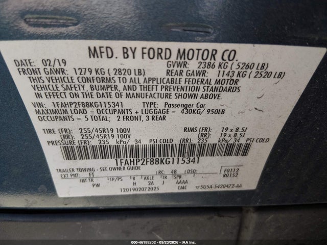 2019 FORD TAURUS LIMITED 9