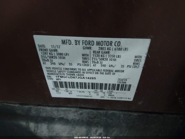 2018 FORD EXPLORER XLT 9