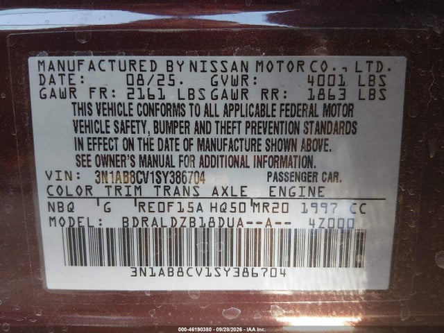 2025 NISSAN SENTRA SV 9