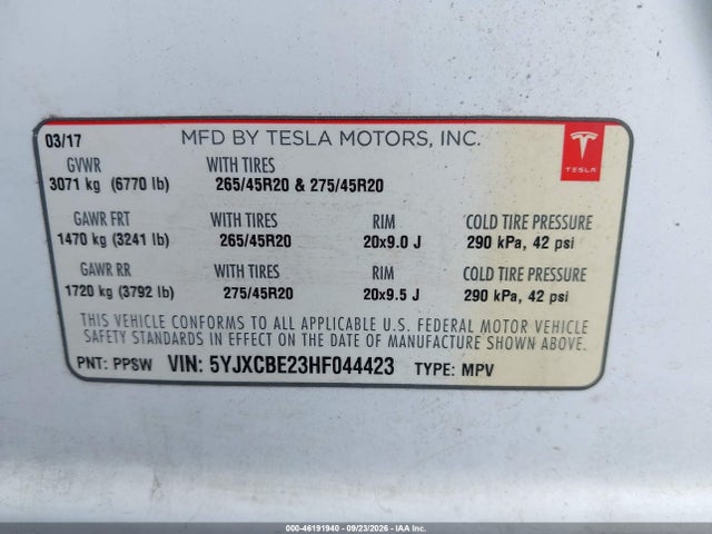 2017 TESLA MODEL X 9