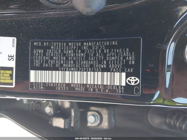 2025 TOYOTA COROLLA LE 9