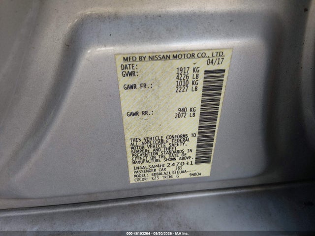 2017 NISSAN ALTIMA 2.5 9
