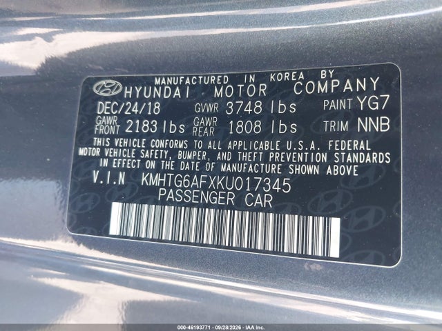 2019 HYUNDAI VELOSTER 2.0 9