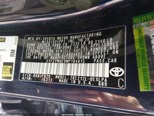 2021 TOYOTA COROLLA LE 9