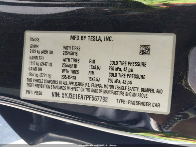 2023 TESLA MODEL 3 REAR-WHEEL DRIVE 9