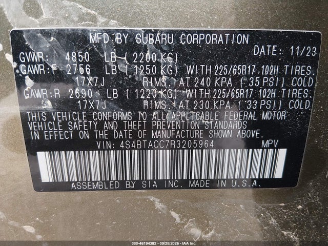2024 SUBARU OUTBACK PREMIUM 9
