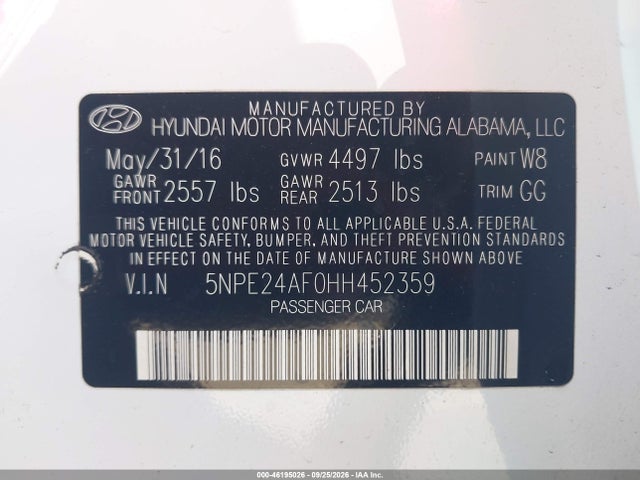 2017 HYUNDAI SONATA SE 9
