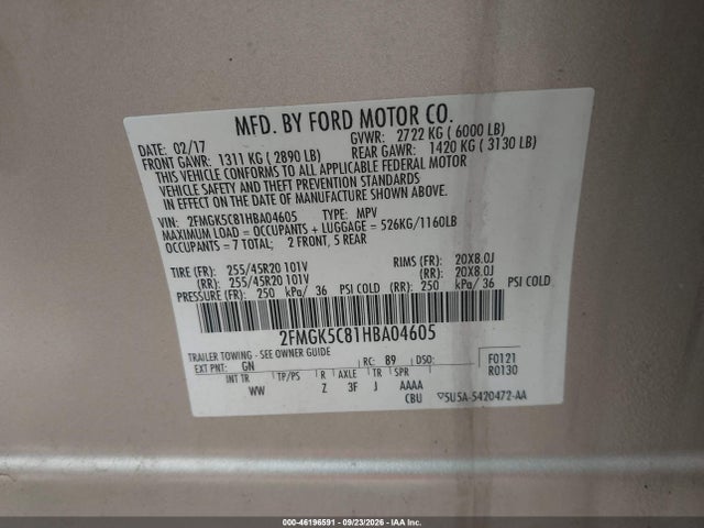 2017 FORD FLEX SEL 9
