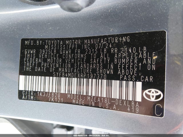 2024 TOYOTA COROLLA LE 6
