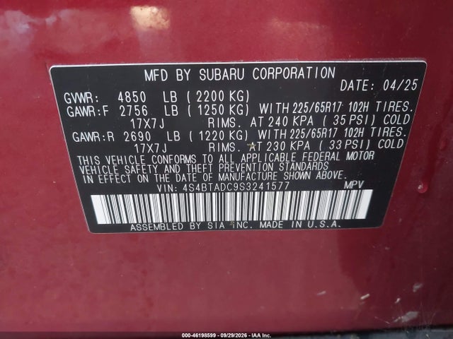 2025 SUBARU OUTBACK PREMIUM 9