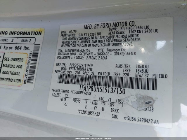 2020 FORD MUSTANG ECOBOOST PREMIUM 9