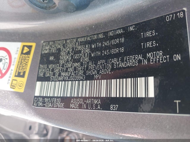 2018 TOYOTA HIGHLANDER LE 9