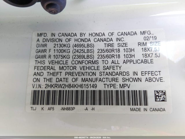 2019 HONDA CR-V EX-L 9