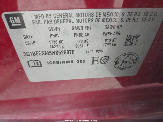 2017 CHEVROLET CRUZE LT AUTO 9