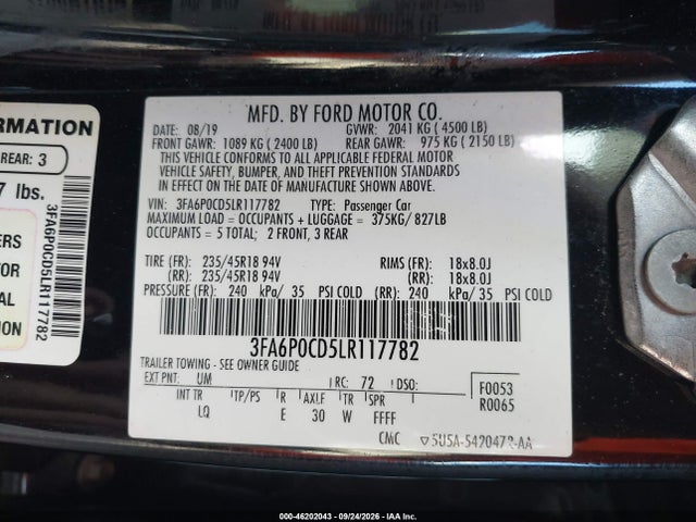 2020 FORD FUSION SEL 9