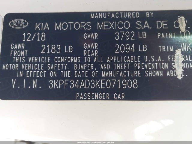 2019 KIA FUERTE S 9