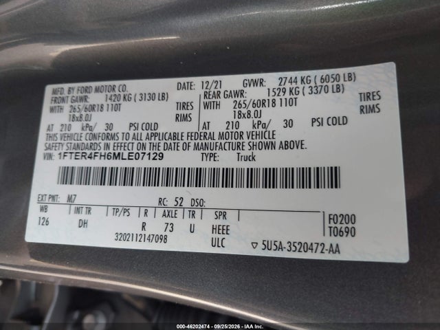 2021 FORD RANGER LARIAT 9