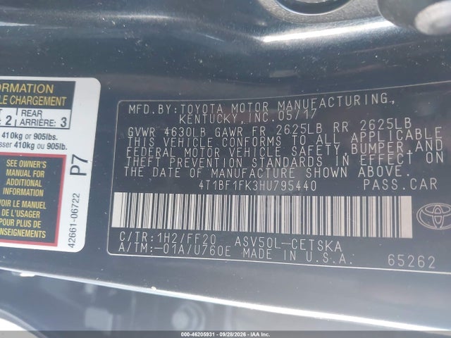 2017 TOYOTA CAMRY SE 9