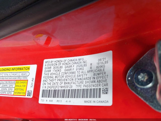 2022 HONDA CIVIC LX 9