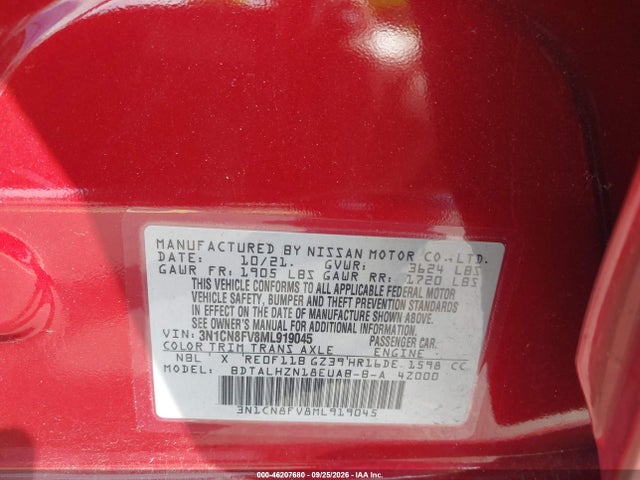 2021 NISSAN VERSA SR XTRONIC CVT 9
