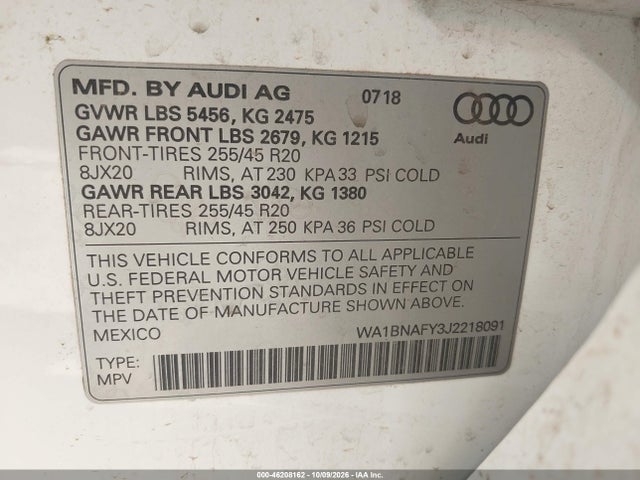 2018 AUDI Q5 2.0T PREMIUM/2.0T TECH PREMIUM 9