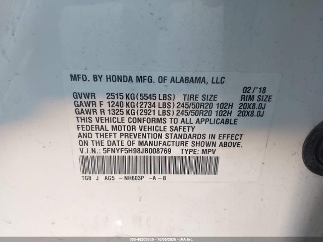 2018 HONDA PILOT TOURING 9