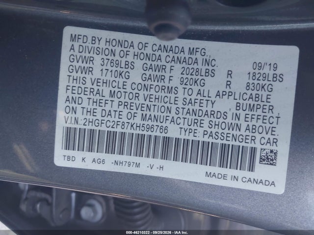 2019 HONDA CIVIC SPORT 9
