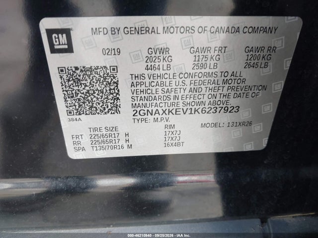 2019 CHEVROLET EQUINOX LT 9