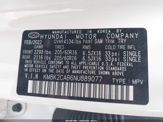 2022 HYUNDAI KONA SE 9