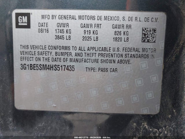 2017 CHEVROLET CRUZE LT AUTO 9