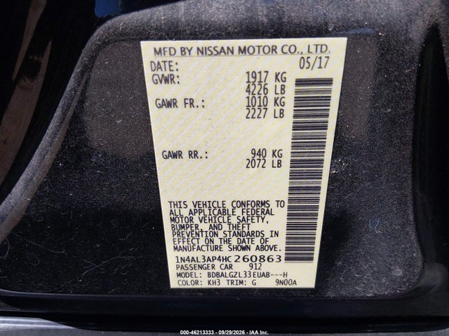 2017 NISSAN ALTIMA 2.5 S 9